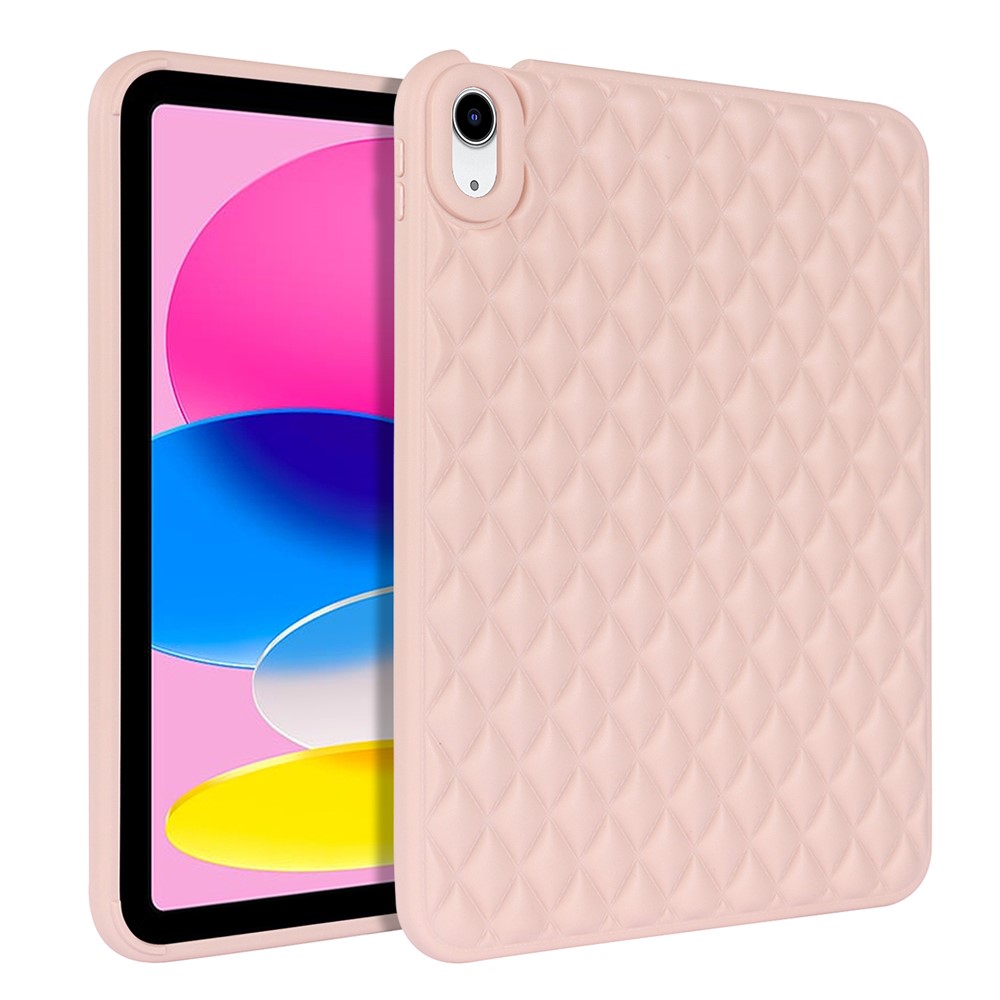 Anti-Drop Protective Back Cover for iPad (2025) / 10.9 (2022) Rhombus Pattern Soft TPU Tablet Case - Pink