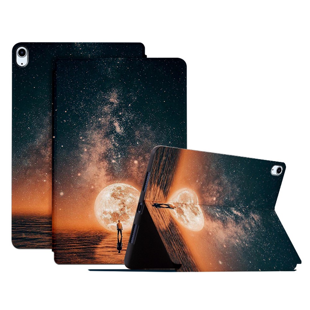 For iPad Air (2022) / Air (2020) Shockproof Case with Stand Pattern Printed PU Leather Tablet Cover - Dreaming Sky