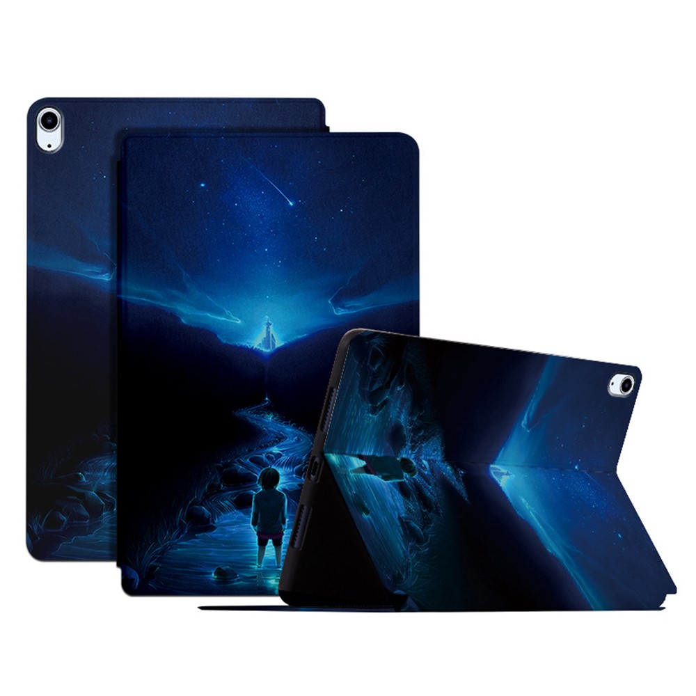 Shockproof Case for iPad (2025) / 10.9 (2022) Pattern Printed PU Leather Tablet Cover with Stand - River