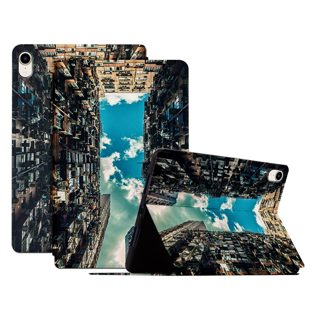 For iPad mini (2024) / mini (2021) Protective Tablet Case with Stand Pattern Printing PU Leather Flip Cover - City Of Sky