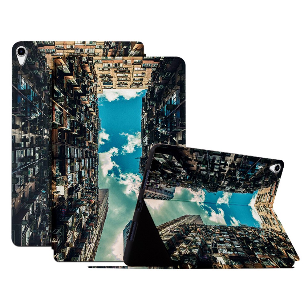 For iPad Pro 10.5-inch (2017) / Air 10.5 inch (2019) PU Leather Case with Stand Pattern Printed Shockproof Tablet Cover - City of Sky