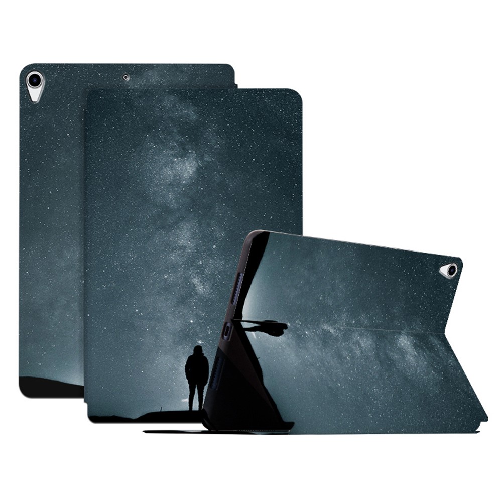 For iPad Pro 10.5-inch (2017) / Air 10.5 inch (2019) PU Leather Case with Stand Pattern Printed Shockproof Tablet Cover - Loneliness