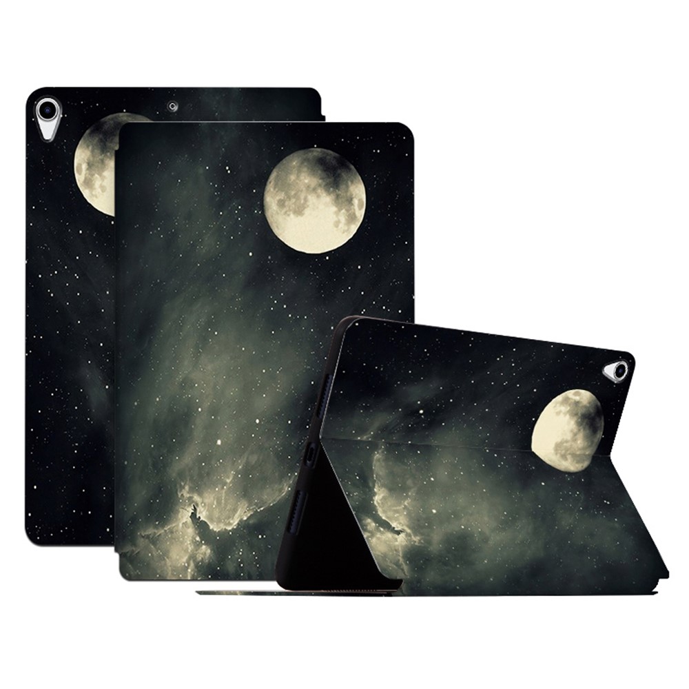 For iPad Pro 10.5-inch (2017) / Air 10.5 inch (2019) PU Leather Case with Stand Pattern Printed Shockproof Tablet Cover - Full Moon Night