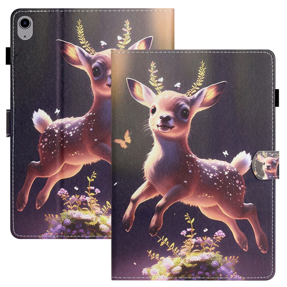 Anti-Drop Tablet Case for iPad (2025) / 10.9 (2022) PU Leather Folio Flip Cover Pattern Printing Shockproof Case - Deer