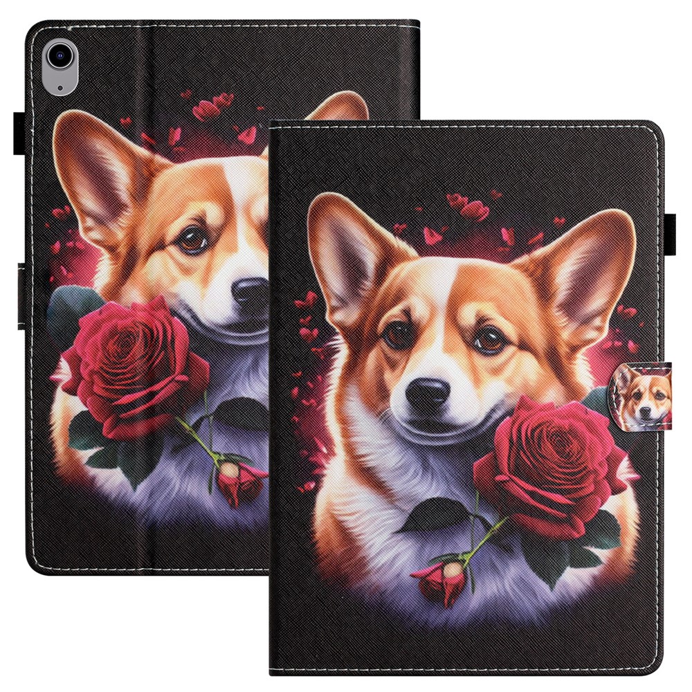 Anti-Drop Tablet Case for iPad (2025) / 10.9 (2022) PU Leather Folio Flip Cover Pattern Printing Shockproof Case - Dog