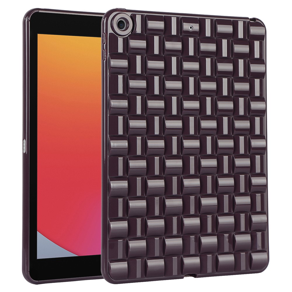 For iPad 10.2 (2021) / (2019) / (2020) Soft TPU Case Protective Tablet Cover Woven Texture Anti-Slip Case - Wine Red