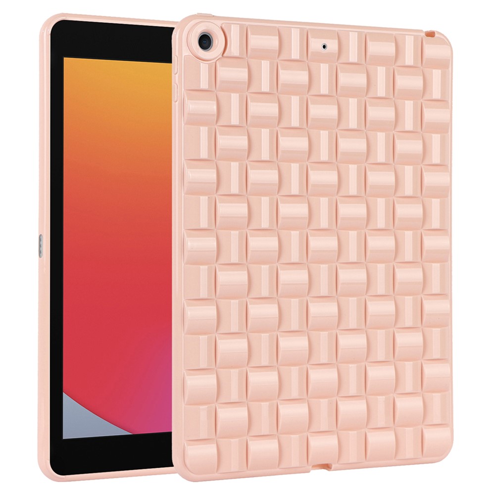 For iPad 10.2 (2021) / (2019) / (2020) Soft TPU Case Protective Tablet Cover Woven Texture Anti-Slip Case - Pink