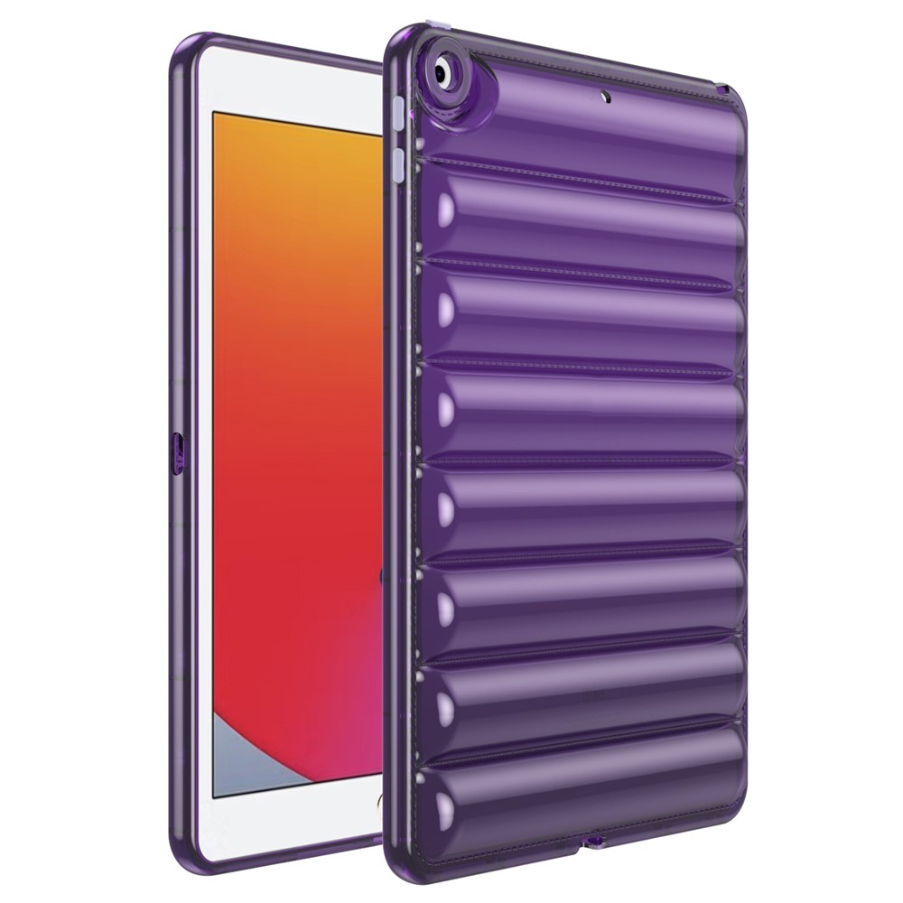 For iPad 10.2 (2021) / (2020) / (2019) TPU Tablet Case Down Jacket Design Air Cushion Shockproof Cover - Purple