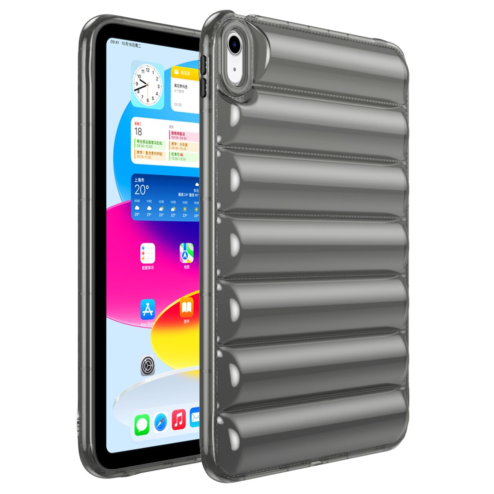 For iPad Air (2020) / (2022) TPU Shock Absorption Case Soft Touch Down Jacket Design Tablet Cover - Grey