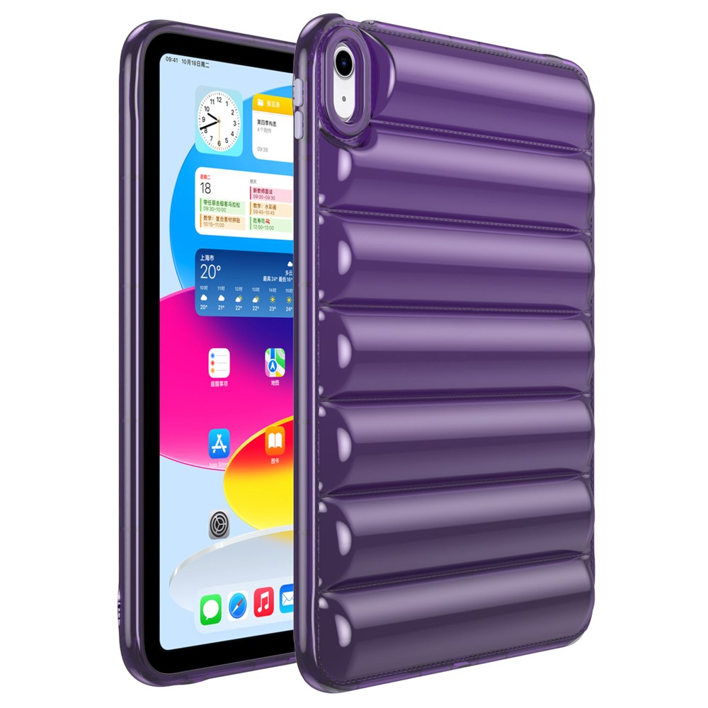 For iPad Air (2020) / (2022) TPU Shock Absorption Case Soft Touch Down Jacket Design Tablet Cover - Purple