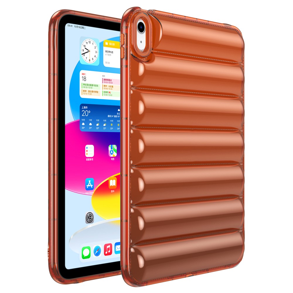 For iPad Air (2020) / (2022) TPU Shock Absorption Case Soft Touch Down Jacket Design Tablet Cover - Orange