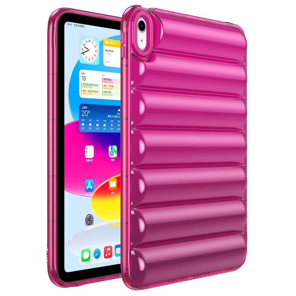 For iPad Air (2020) / (2022) TPU Shock Absorption Case Soft Touch Down Jacket Design Tablet Cover - Rose