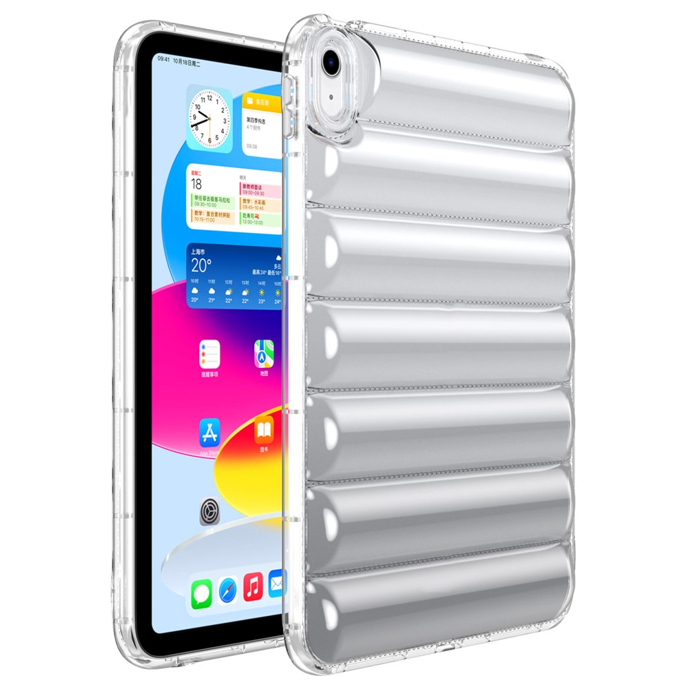 For iPad Air (2020) / (2022) TPU Shock Absorption Case Soft Touch Down Jacket Design Tablet Cover - Transparent