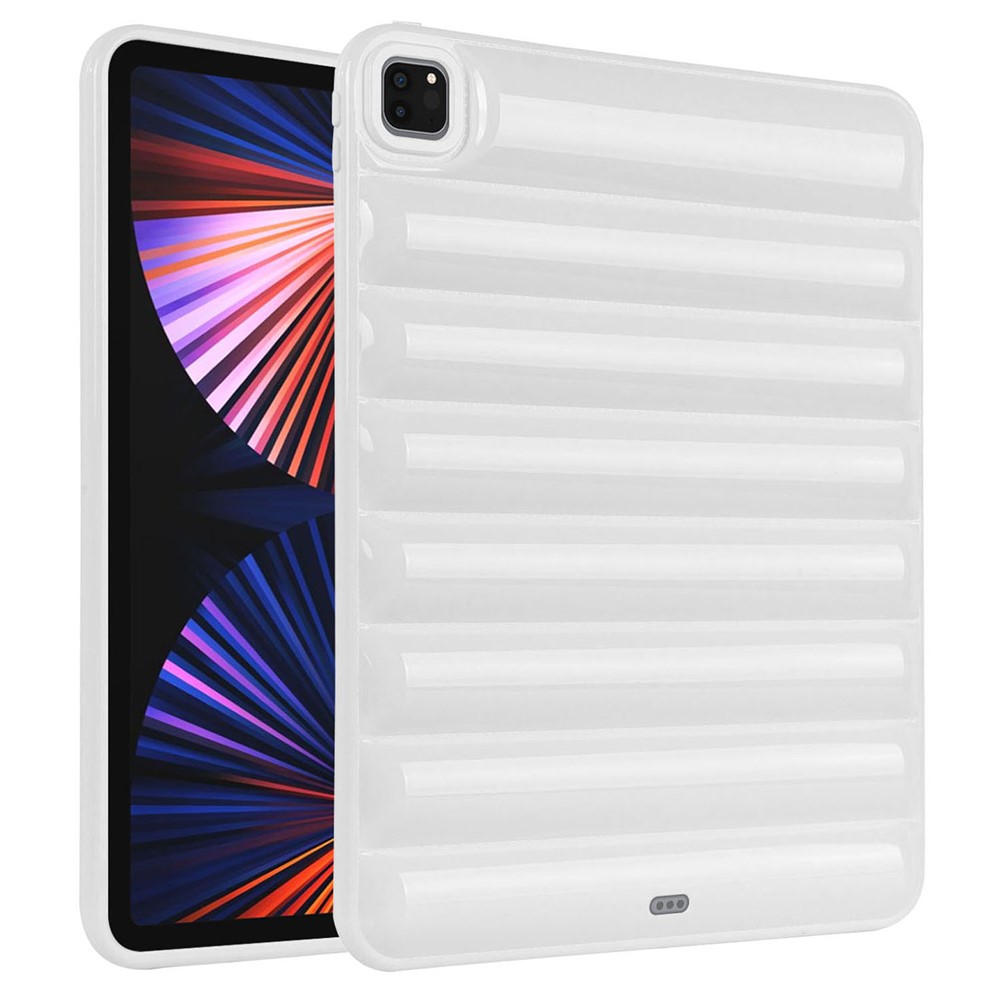 For iPad Pro 12.9 (2021) / (2020) / (2022) Shockproof Tablet Shell Down Jacket Texture Soft TPU Case - White