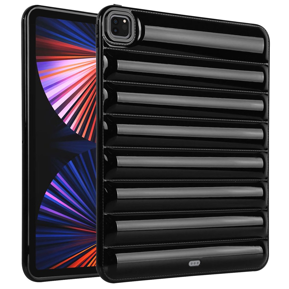For iPad Pro 12.9 (2021) / (2020) / (2022) Shockproof Tablet Shell Down Jacket Texture Soft TPU Case - Black