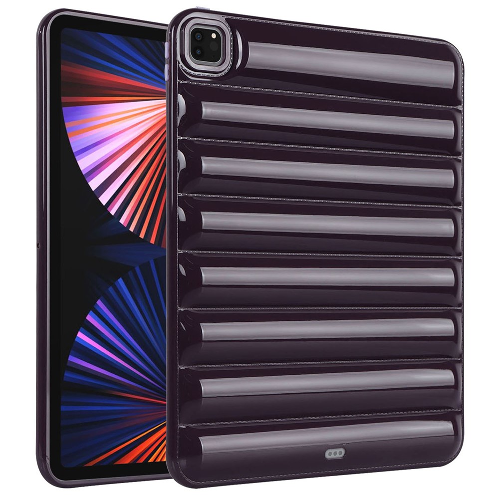 For iPad Pro 12.9 (2021) / (2020) / (2022) Shockproof Tablet Shell Down Jacket Texture Soft TPU Case - Wine Red