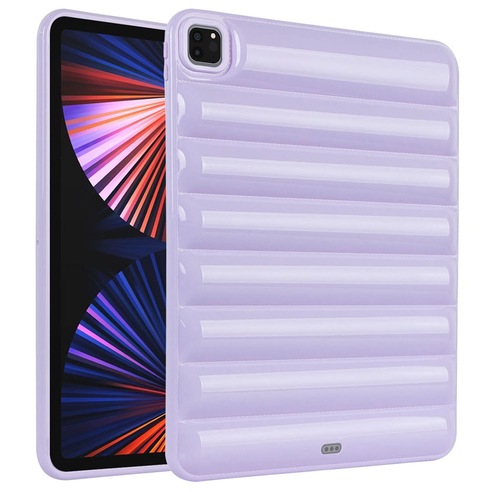 For iPad Pro 12.9 (2021) / (2020) / (2022) Shockproof Tablet Shell Down Jacket Texture Soft TPU Case - Purple