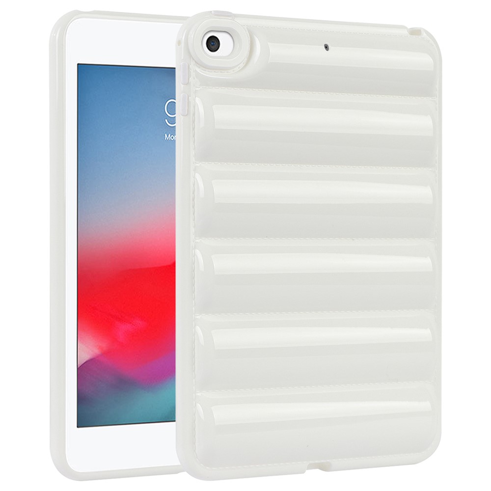 For iPad mini 4 / iPad mini (2019) 7.9 inch Anti-Scratch Tablet Case Down Jacket Texture Soft TPU Shell - White