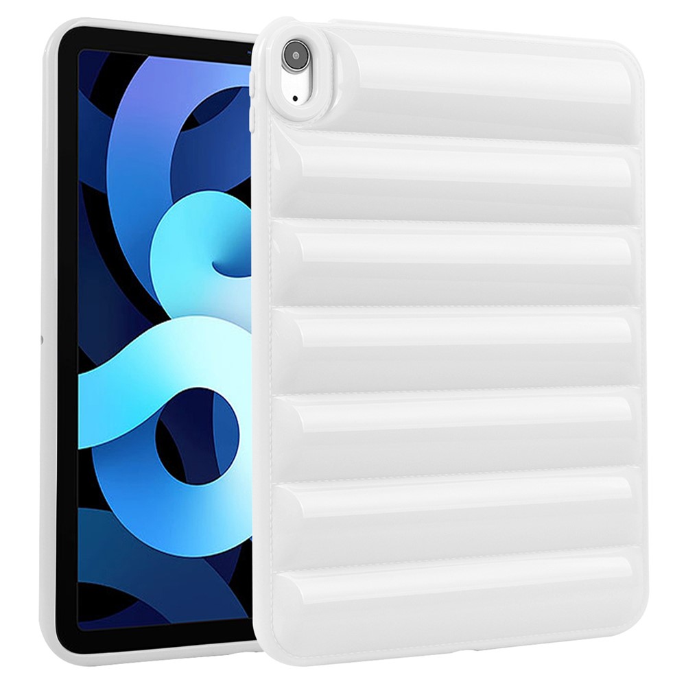Down Jacket Texture Soft TPU Cover For iPad Air (2020) / (2022) Candy Color Tablet Case - White