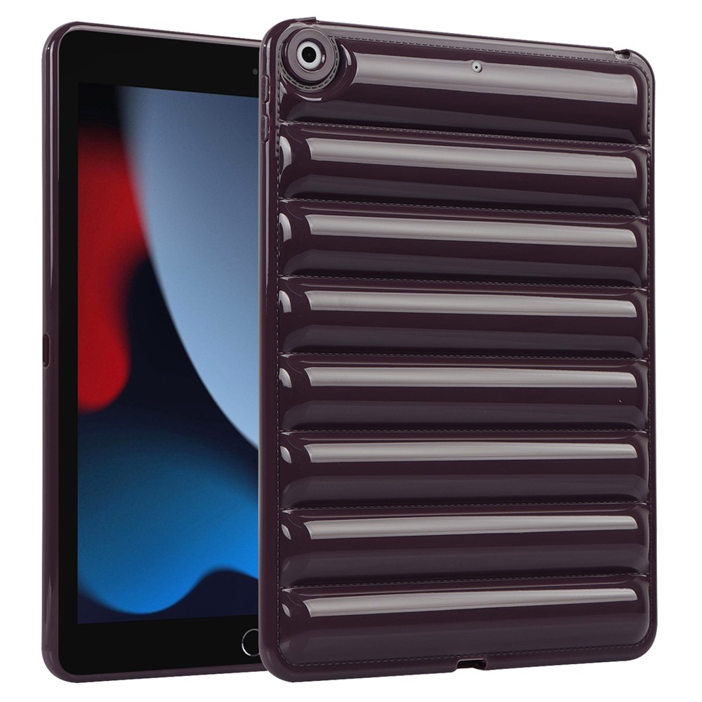 For iPad 10.2 (2021) / (2019) / (2020) Candy Color Tablet Protective Case Down Jacket Texture Soft TPU Cover - Wine Red