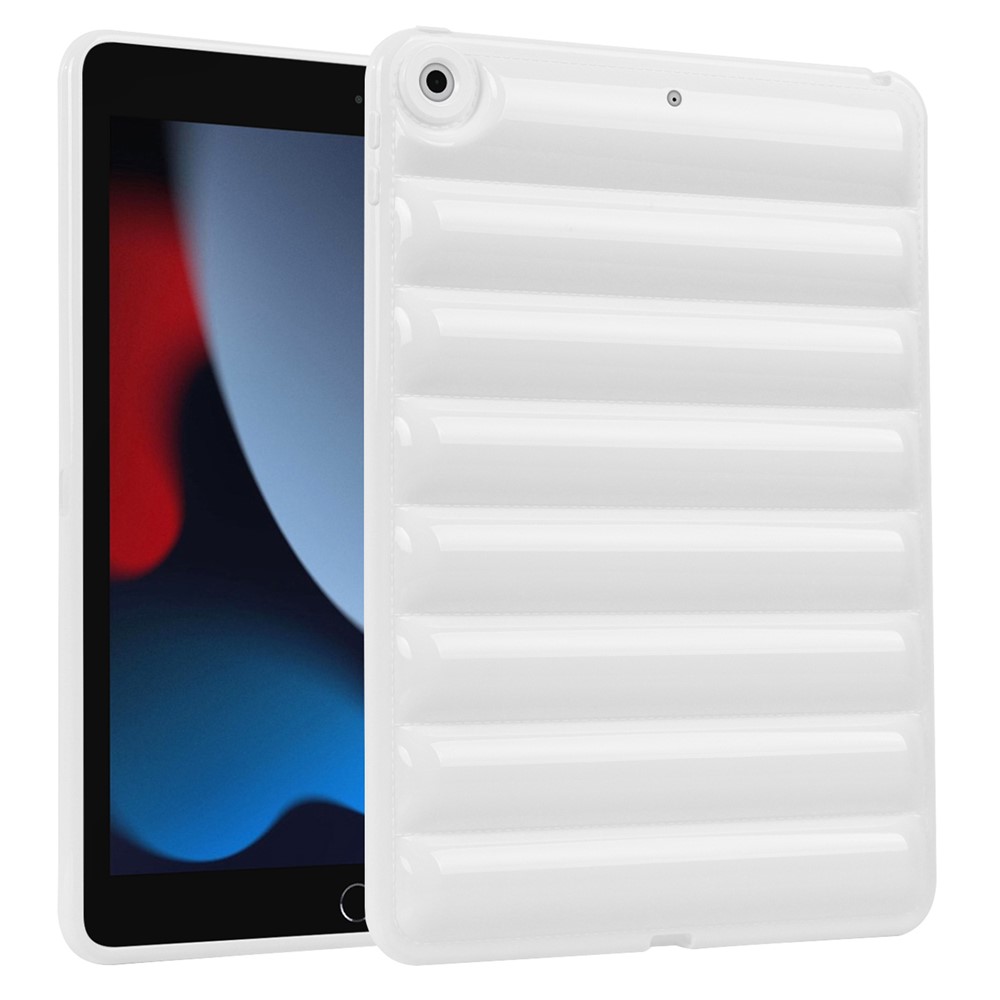 For iPad 10.2 (2021) / (2019) / (2020) Candy Color Tablet Protective Case Down Jacket Texture Soft TPU Cover - White