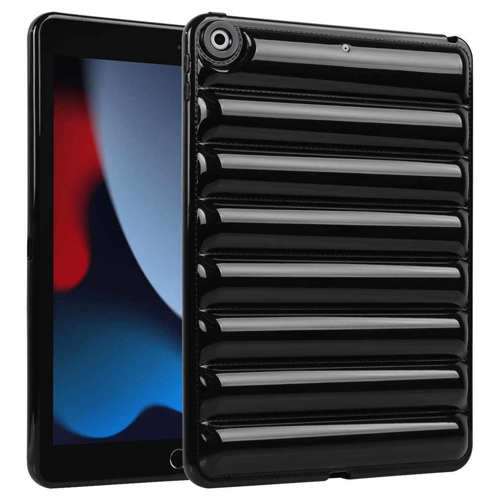 For iPad 10.2 (2021) / (2019) / (2020) Candy Color Tablet Protective Case Down Jacket Texture Soft TPU Cover - Black