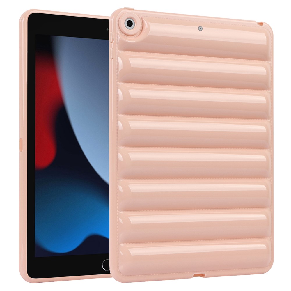 For iPad 10.2 (2021) / (2019) / (2020) Candy Color Tablet Protective Case Down Jacket Texture Soft TPU Cover - Pink