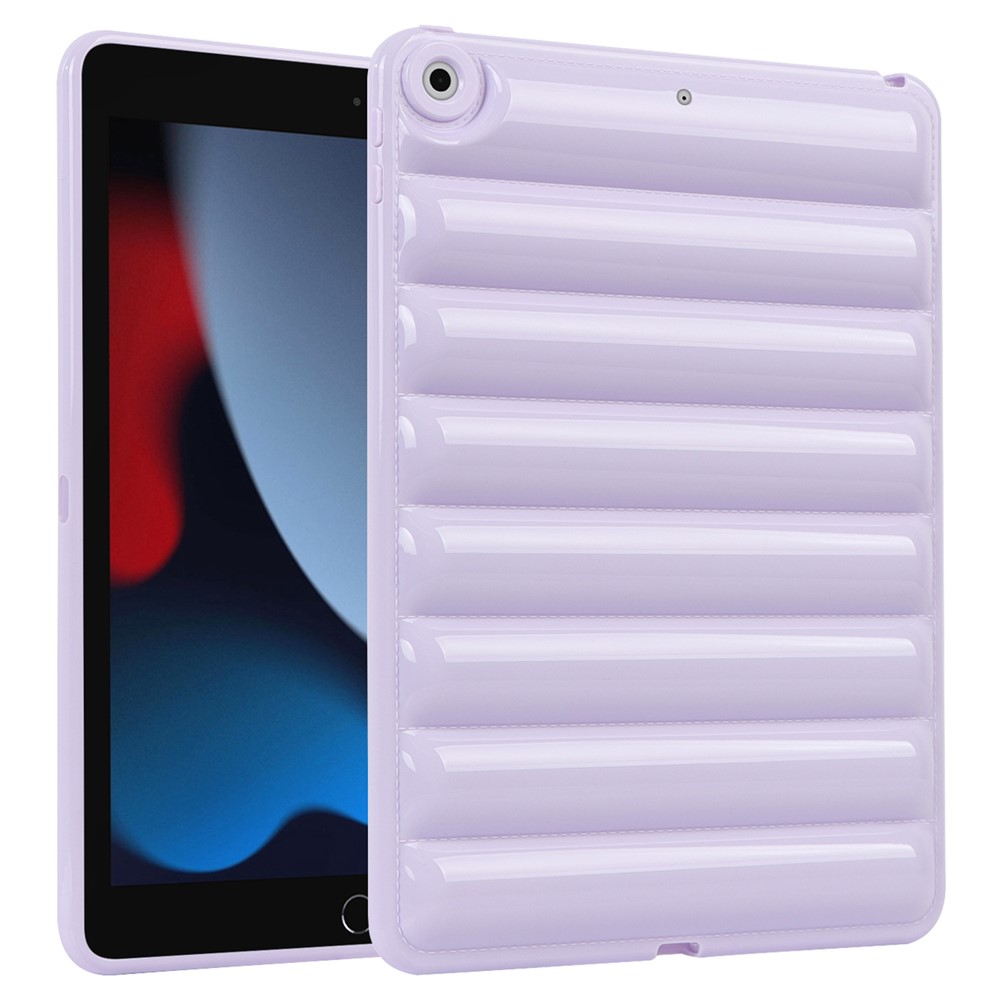 For iPad 10.2 (2021) / (2019) / (2020) Candy Color Tablet Protective Case Down Jacket Texture Soft TPU Cover - Purple