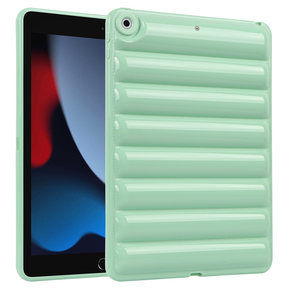 For iPad 10.2 (2021) / (2019) / (2020) Candy Color Tablet Protective Case Down Jacket Texture Soft TPU Cover - Green