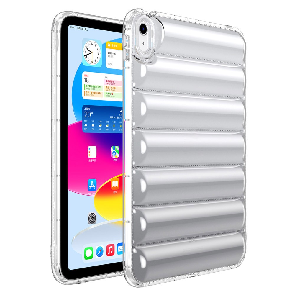 TPU Tablet Case for iPad (2025) / 10.9 (2022) Shockproof Case Soft Puffer Down Jacket Design Back Cover - Transparent