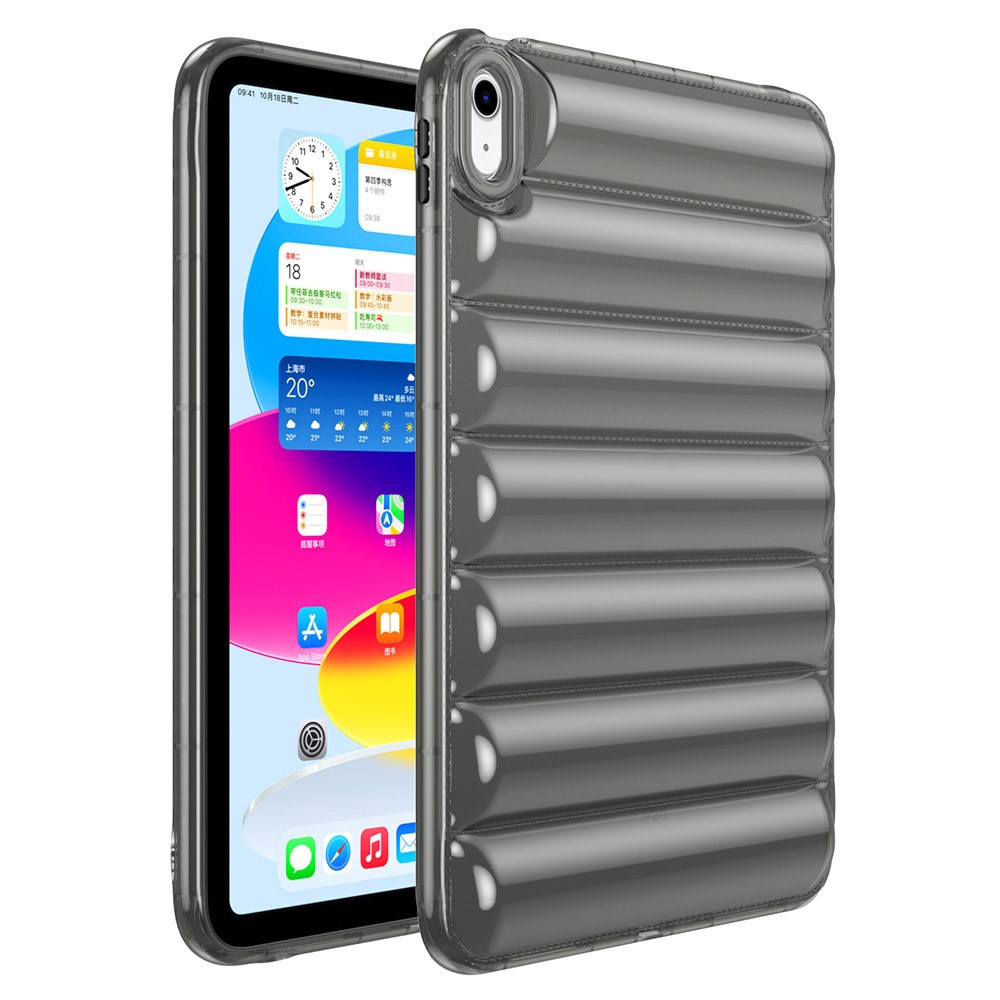 TPU Tablet Case for iPad (2025) / 10.9 (2022) Shockproof Case Soft Puffer Down Jacket Design Back Cover - Grey
