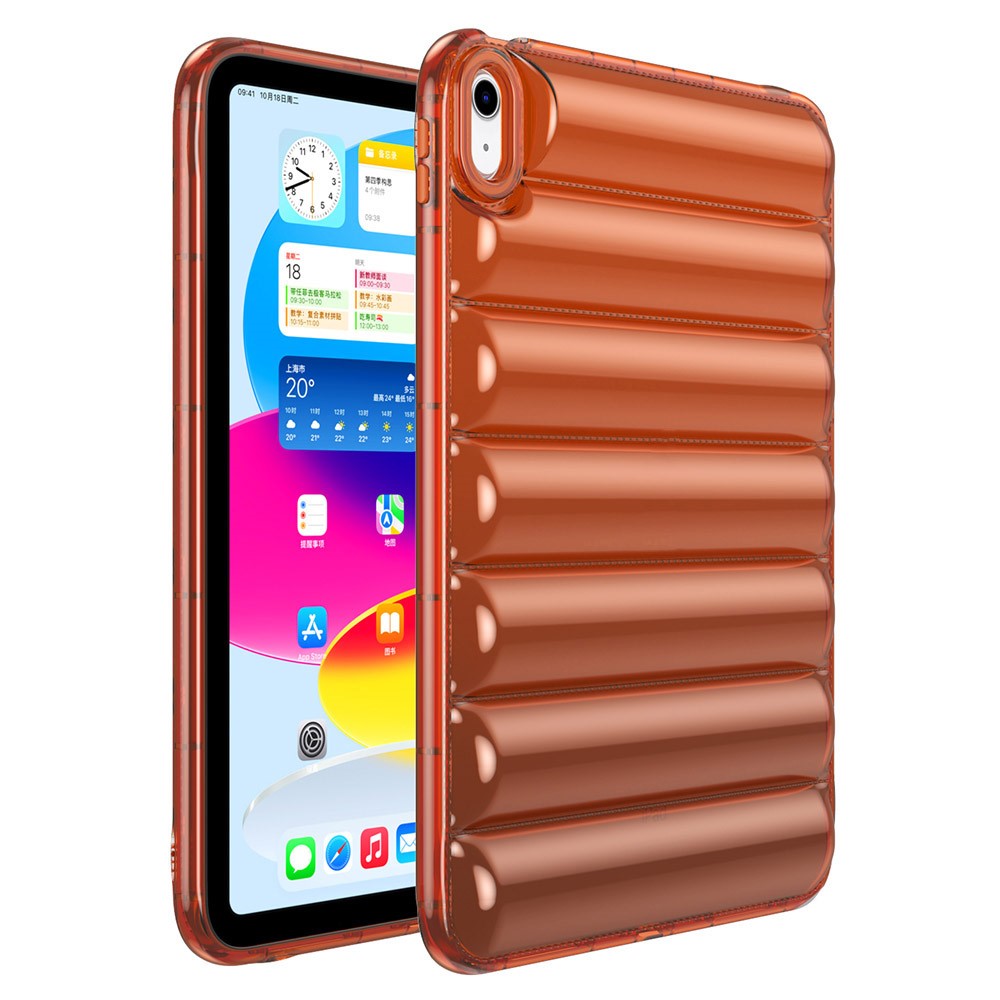 TPU Tablet Case for iPad (2025) / 10.9 (2022) Shockproof Case Soft Puffer Down Jacket Design Back Cover - Orange