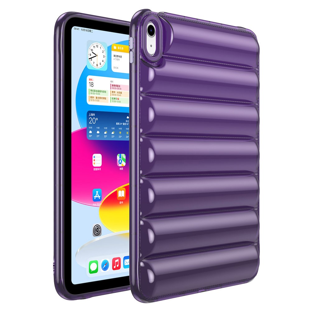 TPU Tablet Case for iPad (2025) / 10.9 (2022) Shockproof Case Soft Puffer Down Jacket Design Back Cover - Purple