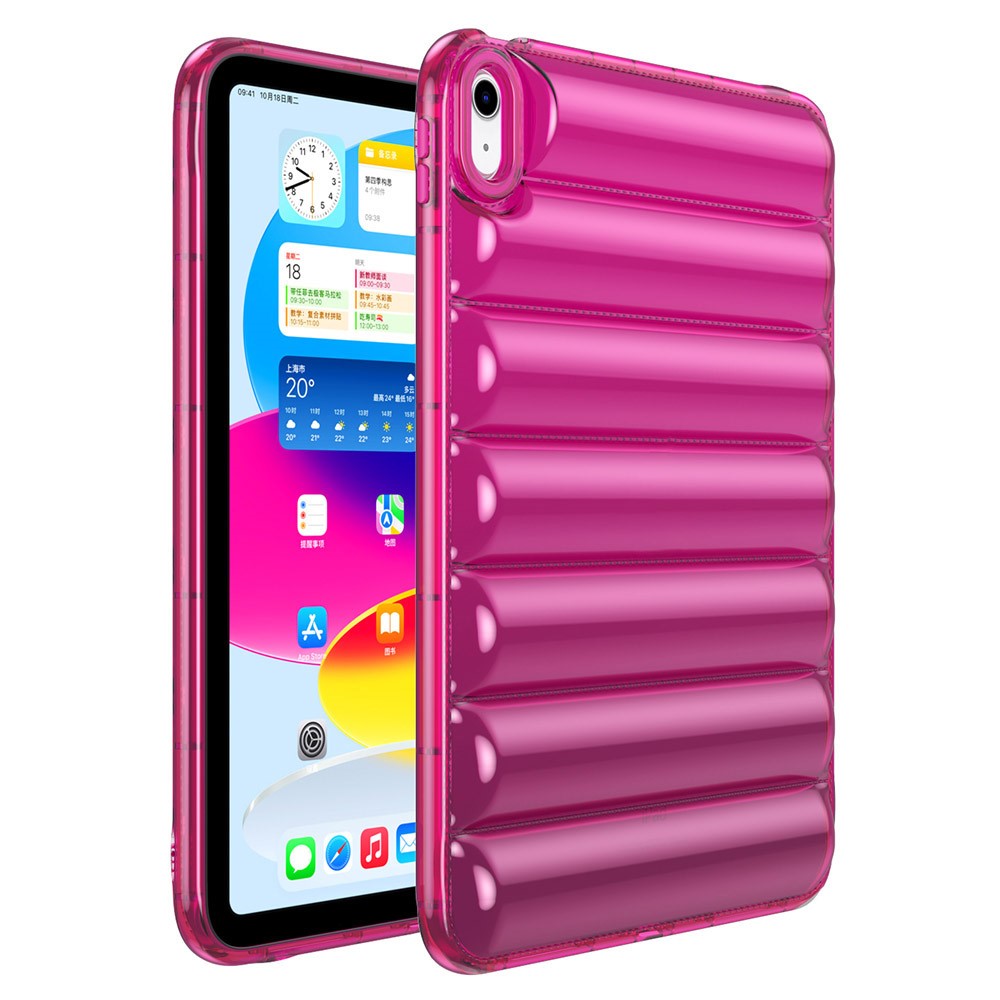 TPU Tablet Case for iPad (2025) / 10.9 (2022) Shockproof Case Soft Puffer Down Jacket Design Back Cover - Rose