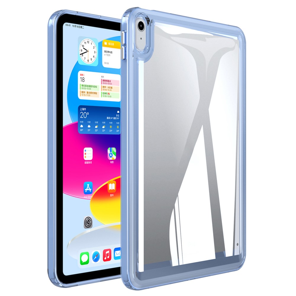 For iPad (2025) / 10.9 (2022) Acrylic+TPU Tablet Cover Shockproof Transparent Tablet Case - Blue