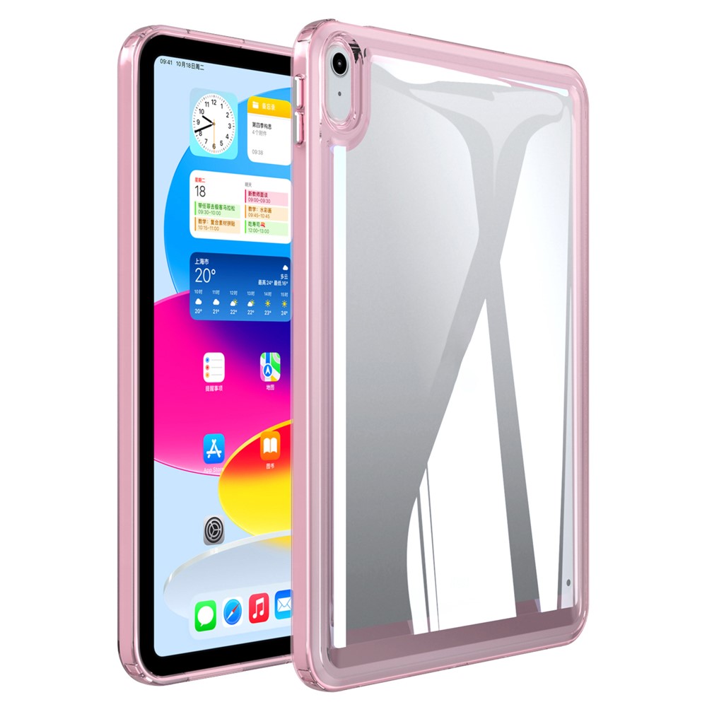 For iPad (2025) / 10.9 (2022) Acrylic+TPU Tablet Cover Shockproof Transparent Tablet Case - Pink
