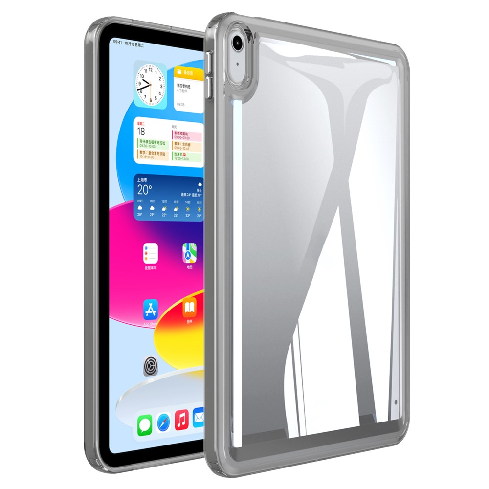 For iPad (2025) / 10.9 (2022) Acrylic+TPU Tablet Cover Shockproof Transparent Tablet Case - Grey
