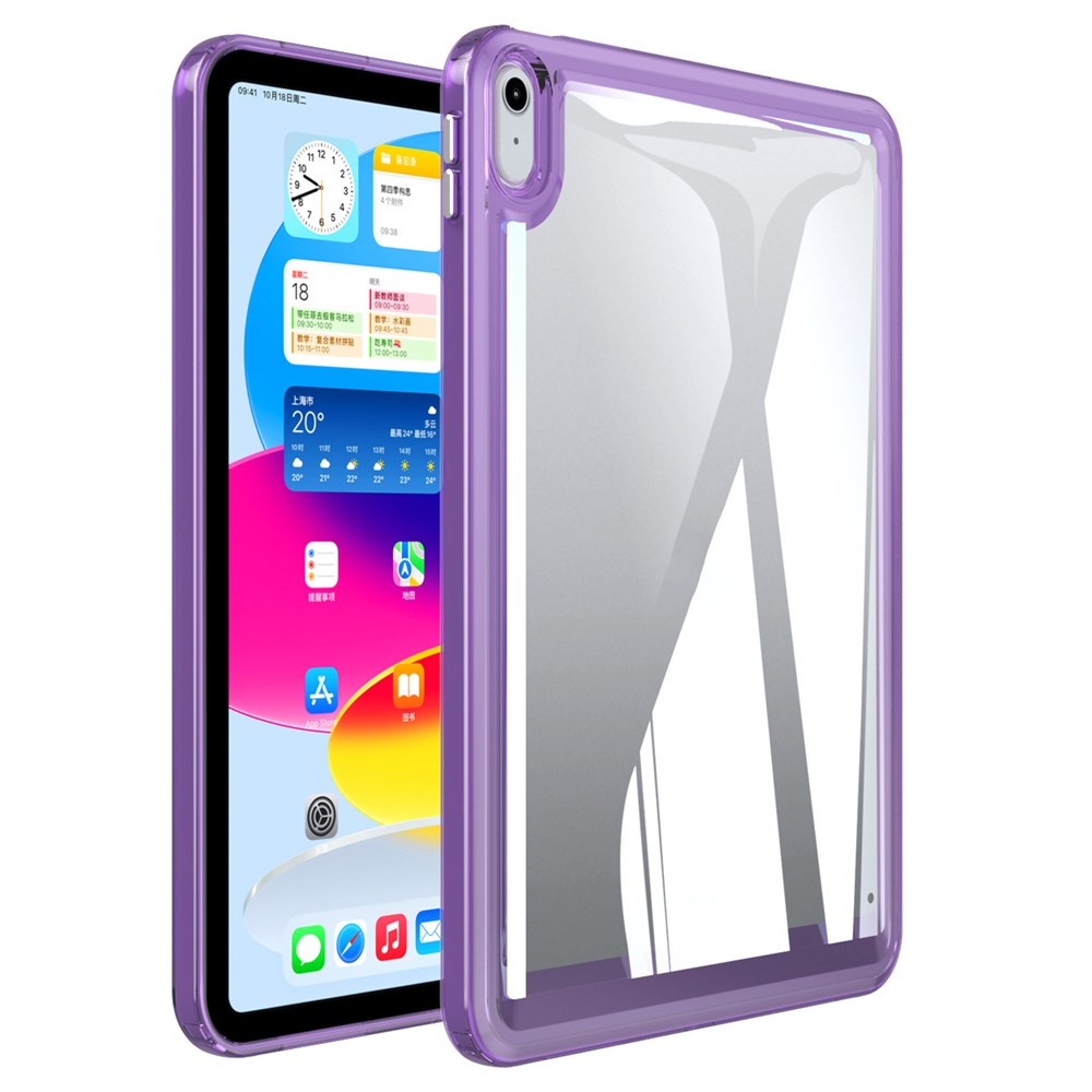 For iPad (2025) / 10.9 (2022) Acrylic+TPU Tablet Cover Shockproof Transparent Tablet Case - Dark Purple