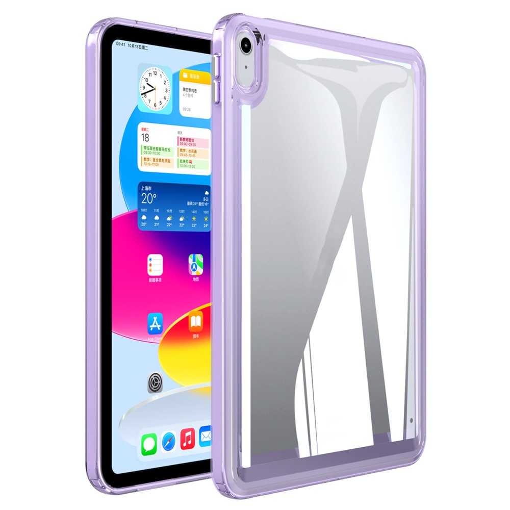 For iPad (2025) / 10.9 (2022) Acrylic+TPU Tablet Cover Shockproof Transparent Tablet Case - Light Purple