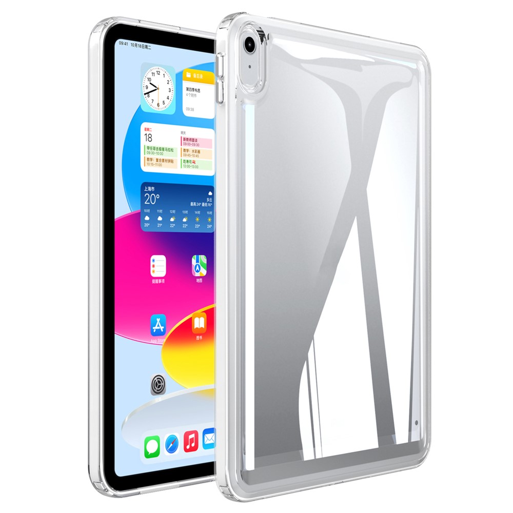 For iPad (2025) / 10.9 (2022) Acrylic+TPU Tablet Cover Shockproof Transparent Tablet Case - White