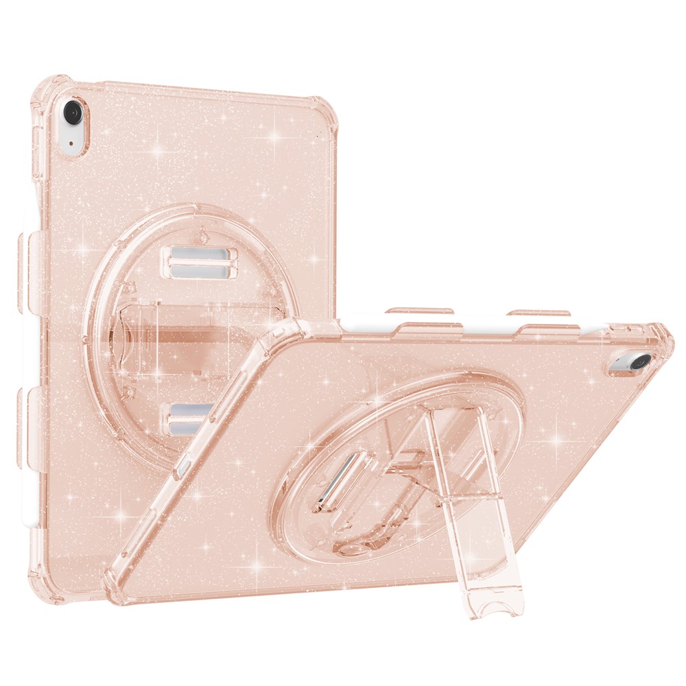For iPad (2025) / 10.9 (2022) Kickstand Glitter Case Shockproof Hard PC Soft TPU Tablet Cover - Sparkly Gold