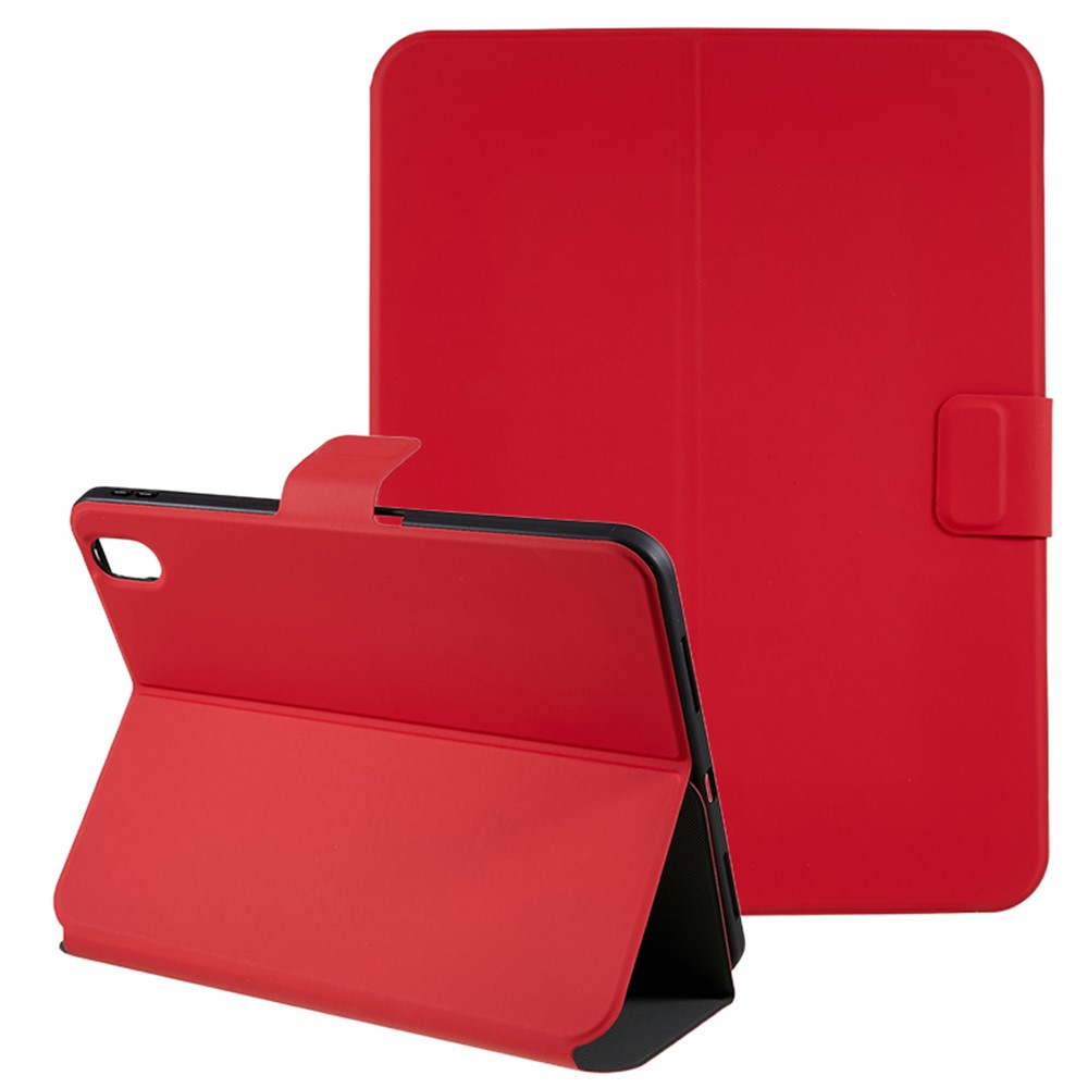 For iPad (2025) / 10.9 (2022) PU Leather Tablet Case Stand Magnetic Clasp Tablet Cover - Red