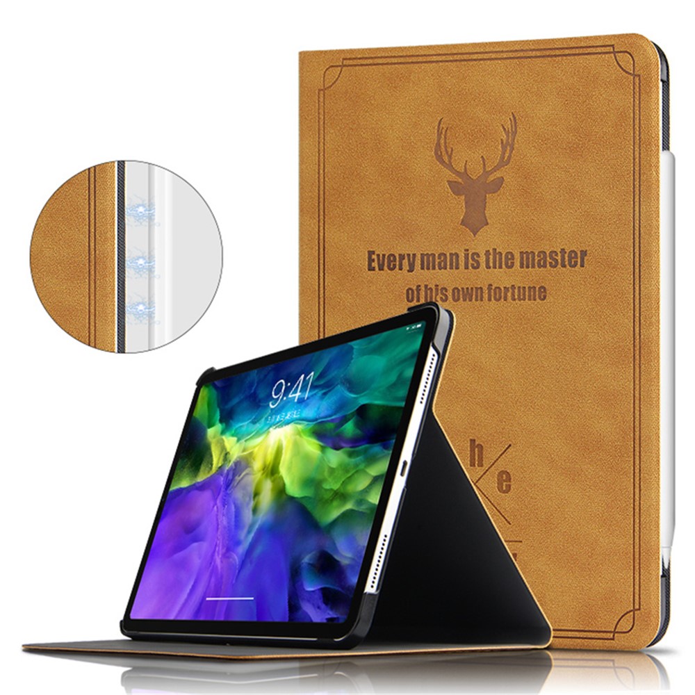 For iPad Pro 11 (2020) / (2021) / (2022) Stand Tablet Case PU Leather Anti-drop Tablet Cover - Brown