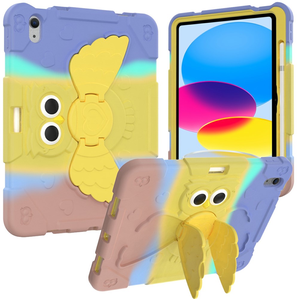 For iPad (2025) / 10.9 (2022) Gradient Silicone Tablet Case Rotating PC Kickstand Anti-Slip Cover - Gradient Yellow