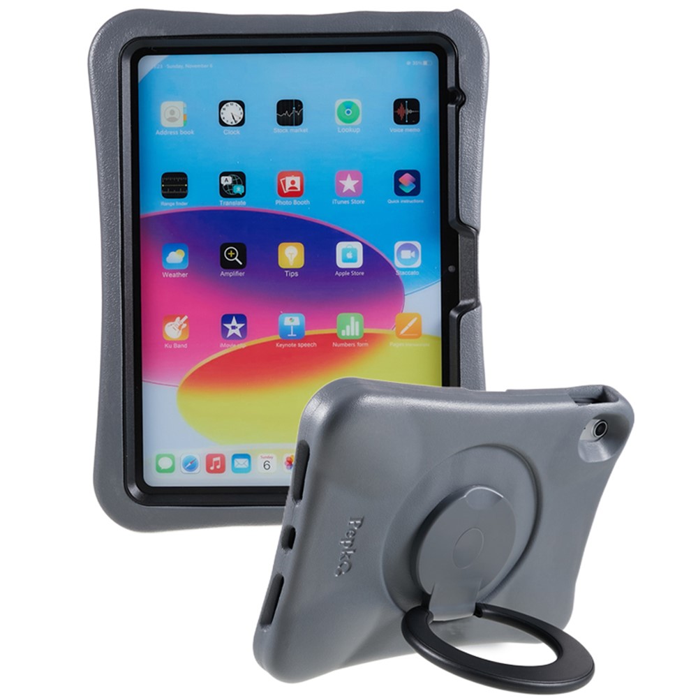 PEPKOO for iPad (2025) / 10.9 (2022) Shockproof Tablet Case 360-degree Rotatable PC Kickstand EVA Protective Cover - Grey / Black