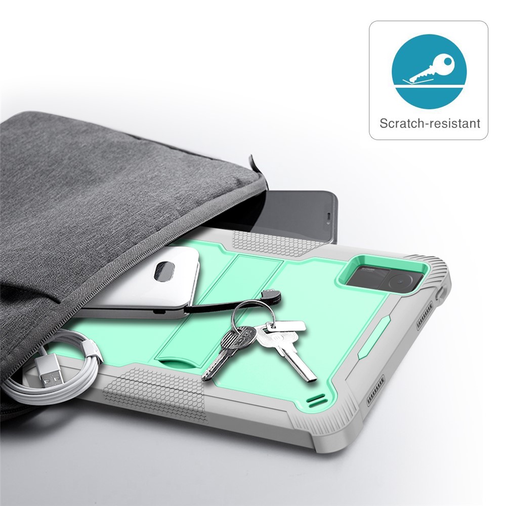 For Xiaomi Redmi Pad Kickstand Cover Silicone + PC ShockResistant Tablet Case Grey+Mint Green