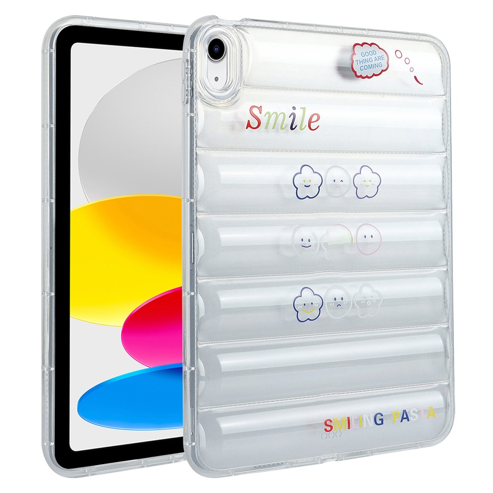 For iPad (2025) / 10.9 (2022) Soft TPU Pattern Tablet Case Down Jacket Design Air Cushion Shockproof Cover - Cloud Smiling Faces