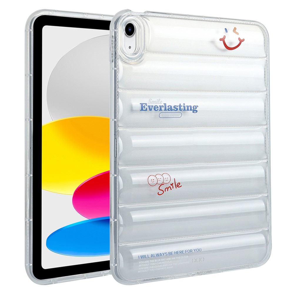 For iPad (2025) / 10.9 (2022) Soft TPU Pattern Tablet Case Down Jacket Design Air Cushion Shockproof Cover - Colorful Smiling Faces