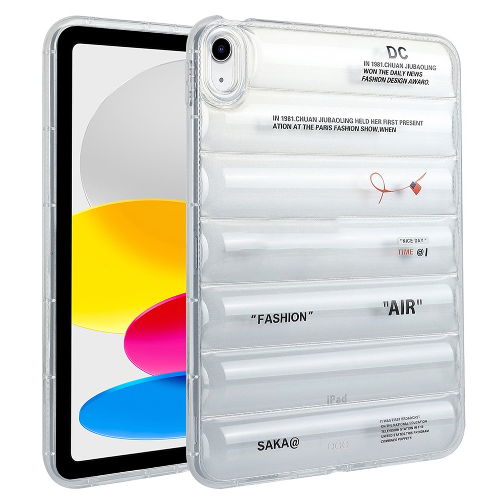 For iPad (2025) / 10.9 (2022) Soft TPU Pattern Tablet Case Down Jacket Design Air Cushion Shockproof Cover - Trendy Brand