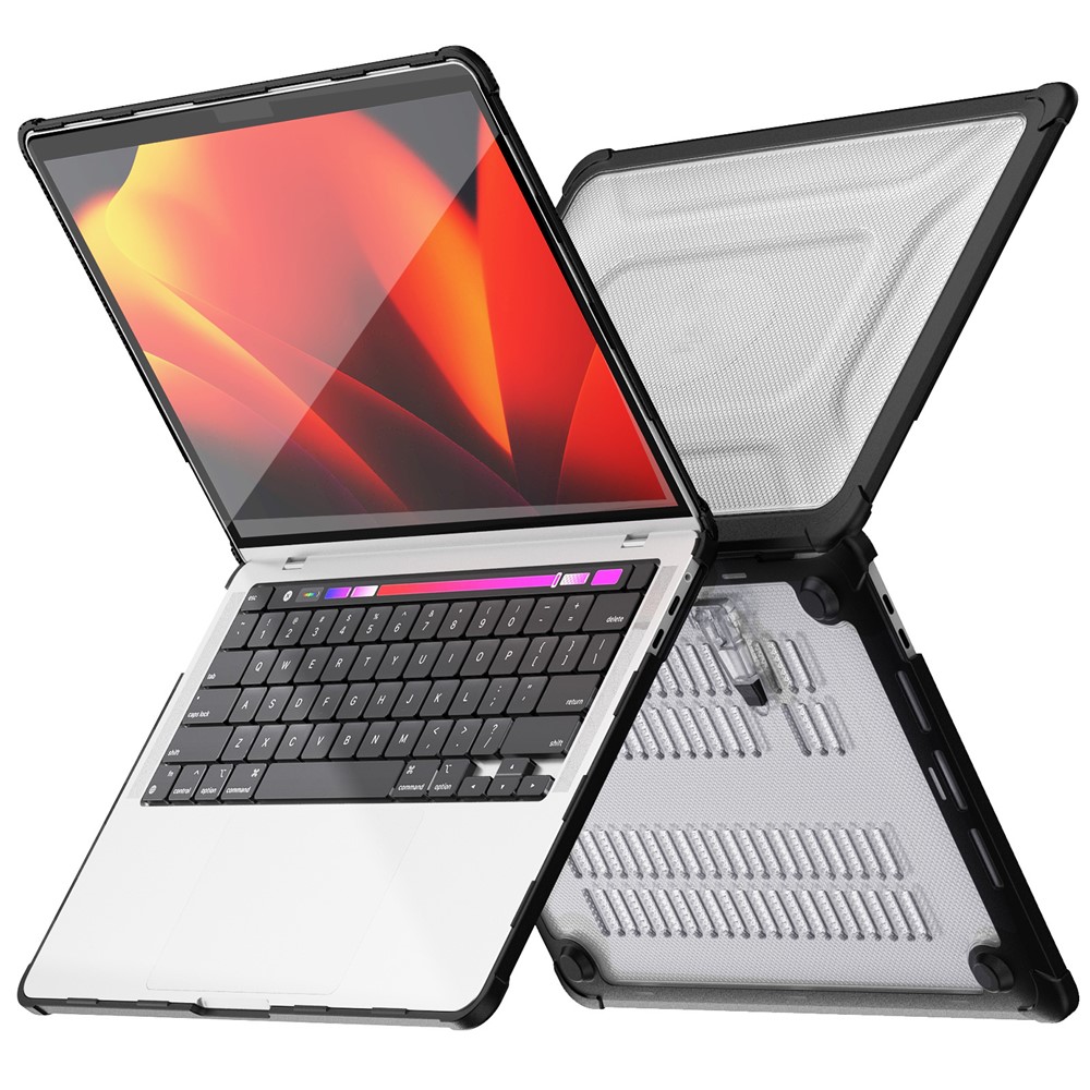 For MacBook Pro 13 inch (2018) / (2020) / (2022) (A2338 M1 / M2 A2289 A2251 A2159 A1989 A1706 A1708) PC+TPU Laptop Case - Black